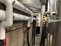 Glycol lines feeding fermentation and brite tanks