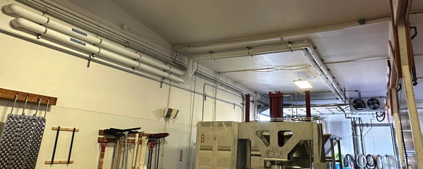 Glycol lines feeding a blower coil installation