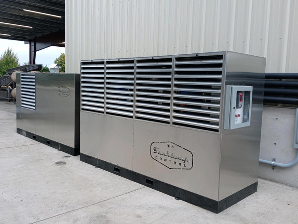 Chillers installed outside a manufacturing facility